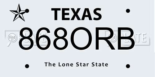 868ORB Texas License Plate
