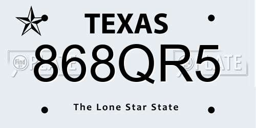 868QR5 Texas License Plate