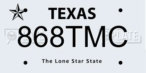 868TMC Texas License Plate