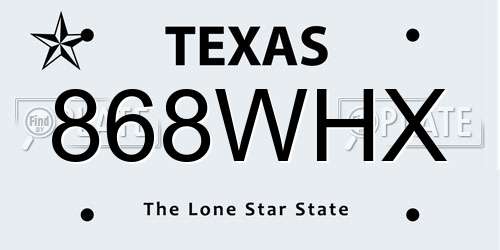 868WHX Texas License Plate