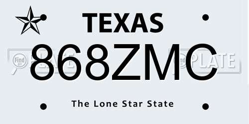 868ZMC Texas License Plate