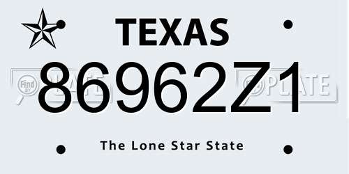 86962Z1 Texas License Plate
