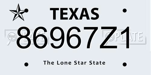 86967Z1 Texas License Plate