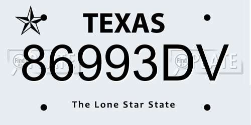 86993DV Texas License Plate