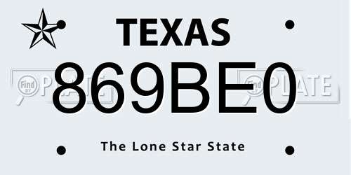 869BE0 Texas License Plate