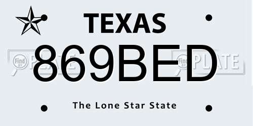 869BED Texas License Plate