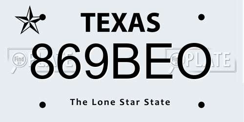869BEO Texas License Plate