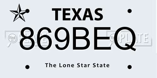 869BEQ Texas License Plate