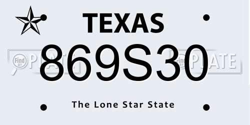 869S30 Texas License Plate