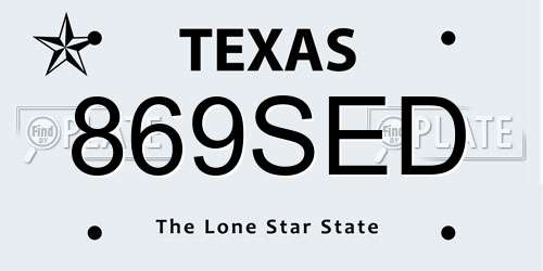 869SED Texas License Plate