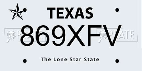 869XFV Texas License Plate