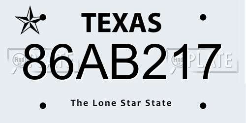 86AB217 Texas License Plate