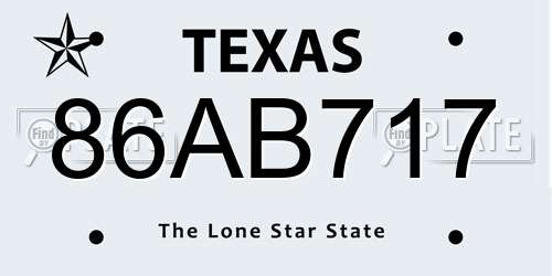 86AB717 Texas License Plate