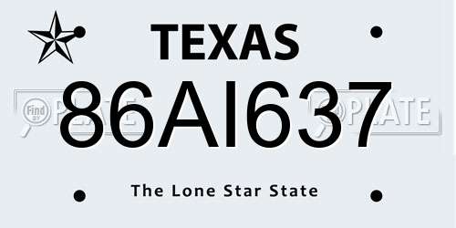 86AI637 Texas License Plate