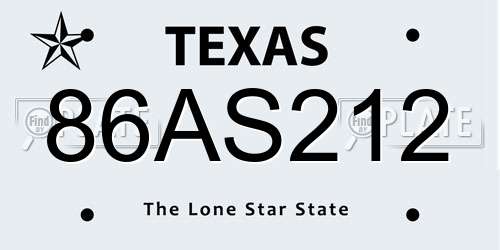 86AS212 Texas License Plate