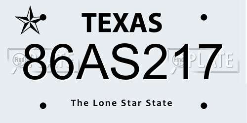 86AS217 Texas License Plate