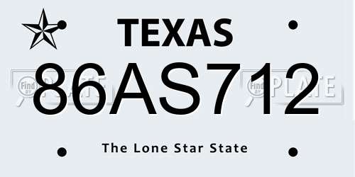 86AS712 Texas License Plate
