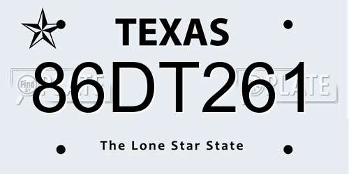 86DT261 Texas License Plate