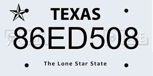 86ED508 Texas License Plate