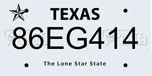86EG414 Texas License Plate