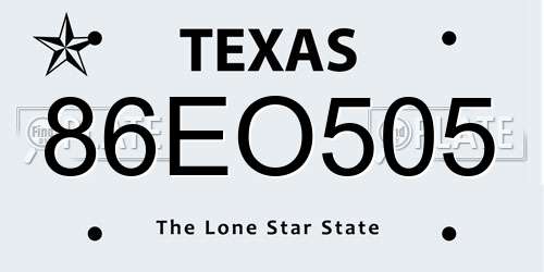 86EO505 Texas License Plate