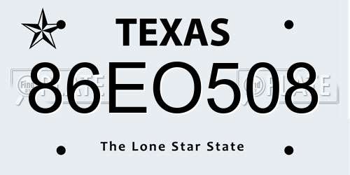 86EO508 Texas License Plate