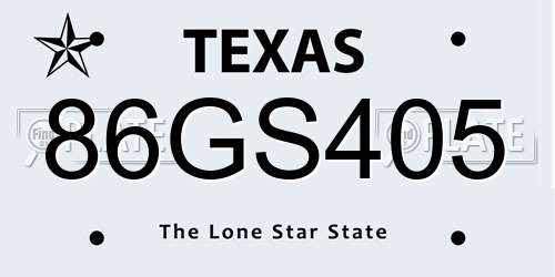 86GS405 Texas License Plate