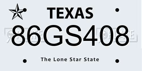 86GS408 Texas License Plate