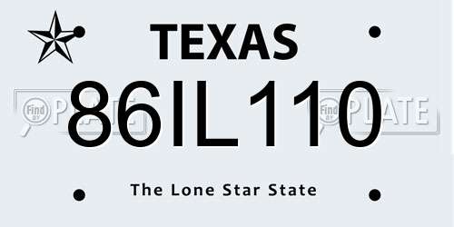 86IL110 Texas License Plate