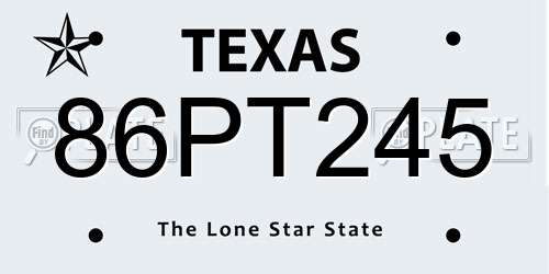 86PT245 Texas License Plate
