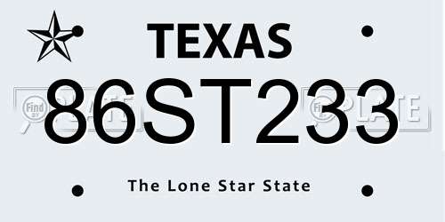 86ST233 Texas License Plate