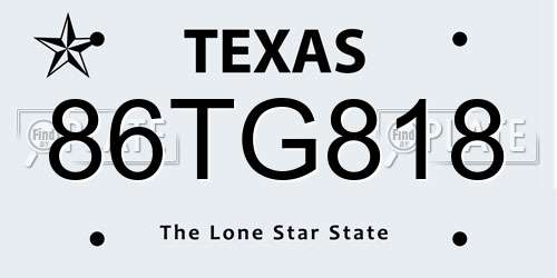 86TG818 Texas License Plate