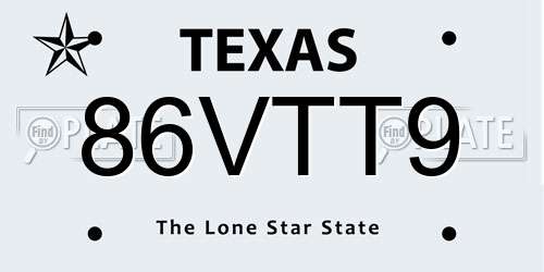 86VTT9 Texas License Plate