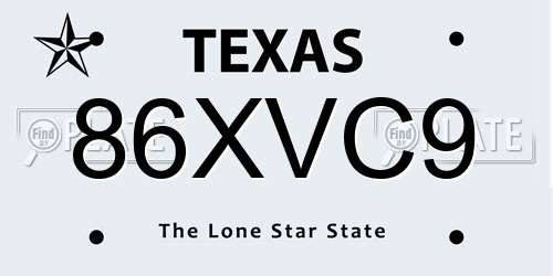 86XVC9 Texas License Plate