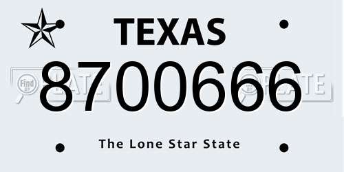 8700666 Texas License Plate