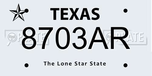 8703AR Texas License Plate