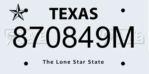 870849M Texas License Plate