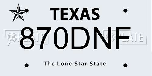870DNF Texas License Plate
