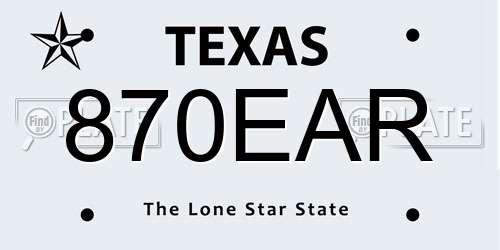 870EAR Texas License Plate