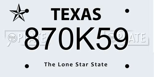 870K59 Texas License Plate