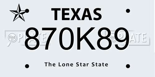 870K89 Texas License Plate