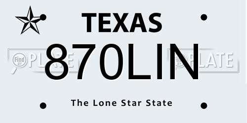 870LIN Texas License Plate
