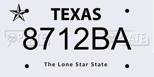 8712BA Texas License Plate