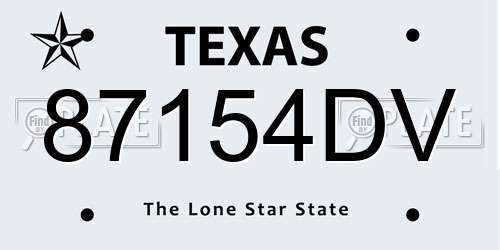 87154DV Texas License Plate