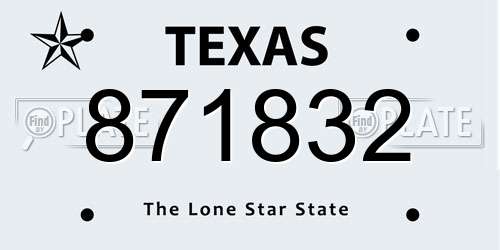 871832 Texas License Plate