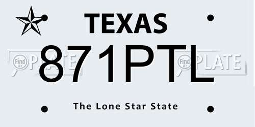 871PTL Texas License Plate