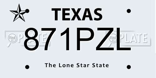 871PZL Texas License Plate