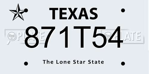871T54 Texas License Plate