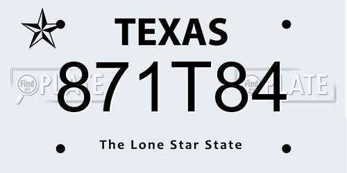 871T84 Texas License Plate