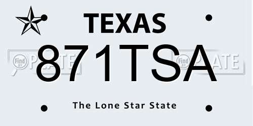 871TSA Texas License Plate